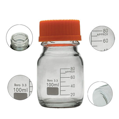 Botellas de laboratorio de vidrio de 100 ml personalizables Botella de reactivo de almacenamiento de medios