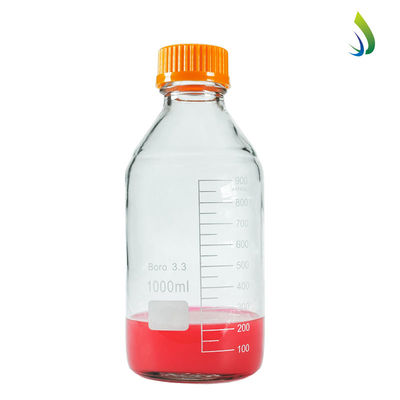 Laboratorio OEM 1000 ml Botella de reactivo de almacenamiento de medios de vidrio de tornillo amarillo de fondo redondo