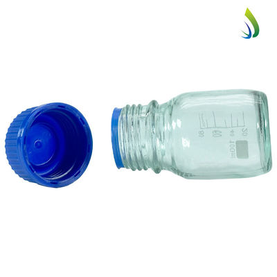 OEM ODM 100ml 250ml 500ml botellas de laboratorio de vidrio de medios de reactivo con tapa de tornillo azul